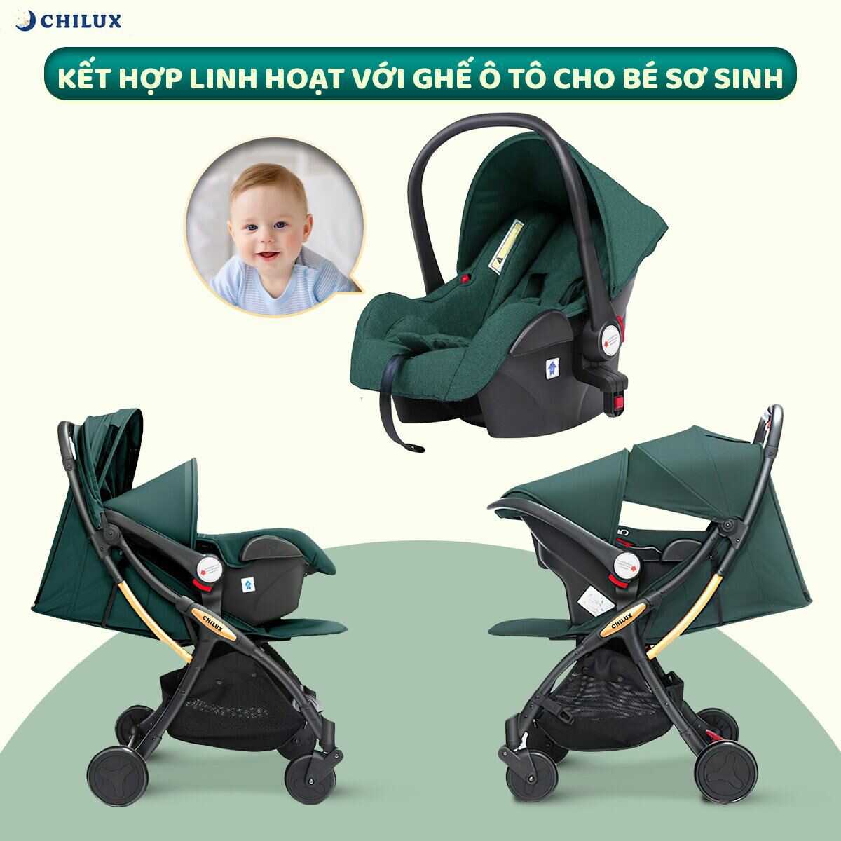 xe đẩy kèm nôi xách tay